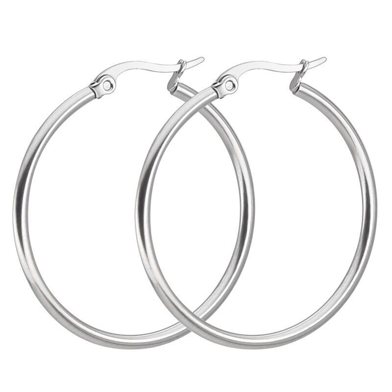 Sterling Silver Hoop Earrings Silver Smooth Round Shaped for Women 10MM-60MM USA