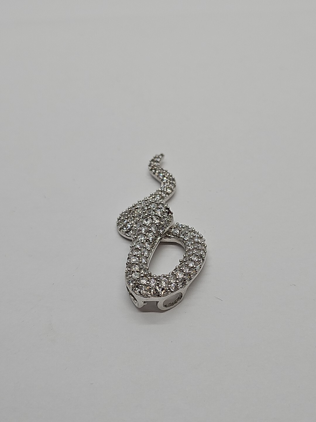 925 Sterling Silver Cubic Zirconia & Red Stone Snake Pendant 2″ inch 9.1 gram