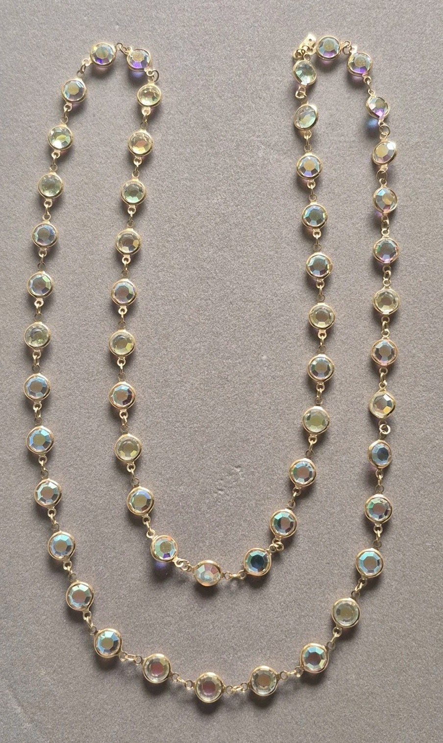 Swarovski Crystal AB Swan tag marked bezel beaded necklace