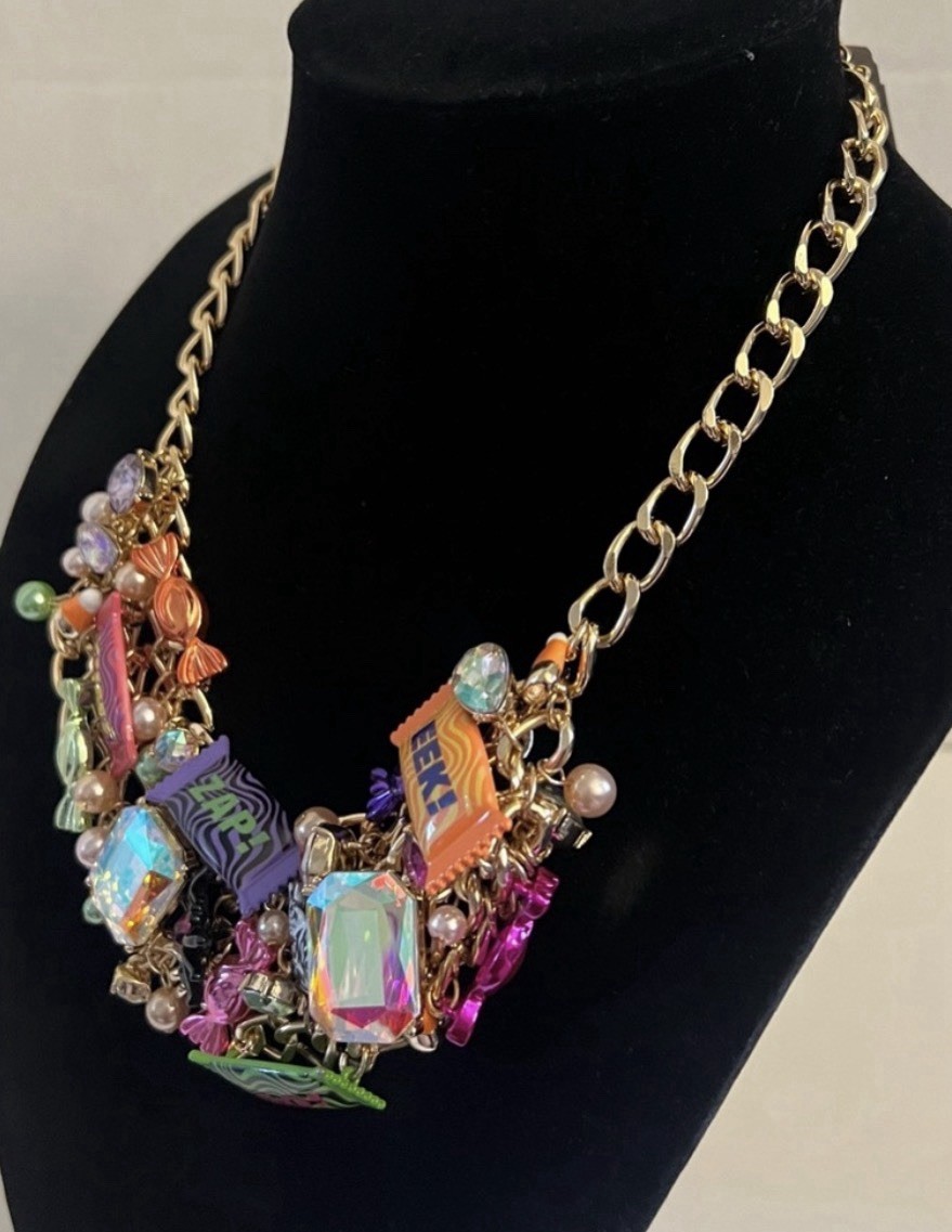Betsey Johnson Necklace Halloween Candy Statement Chunky Charms Glow In Dark NWT