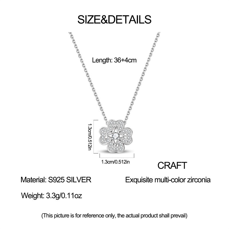 KUNSIR 925 Sterling Silver Sparkling Lucky Pendant Necklace For Women 17in Chain