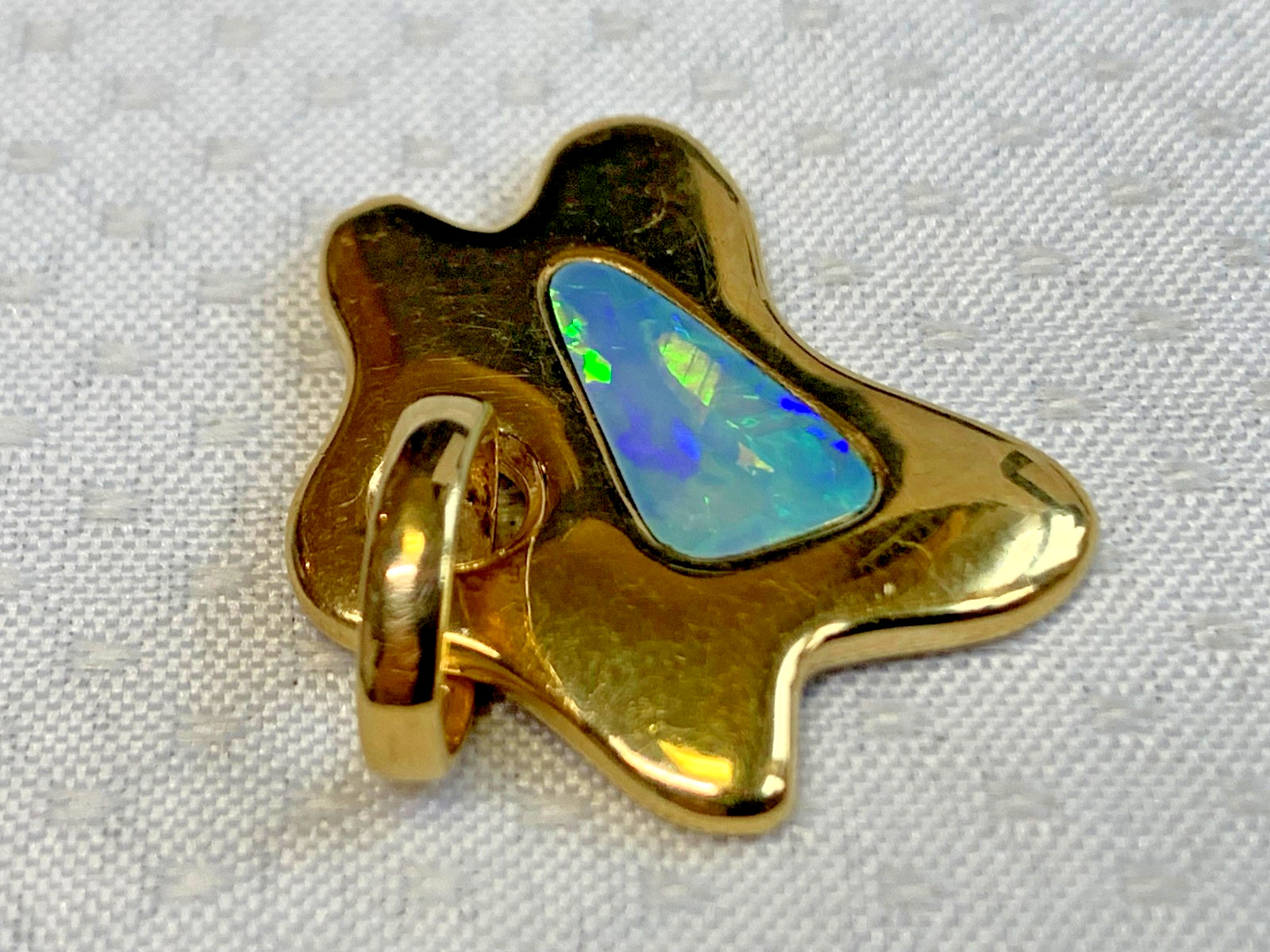 14K Yellow Gold Star Pendant 4.66g Fine Jewelry Abstract Opal Look Charm *READ*
