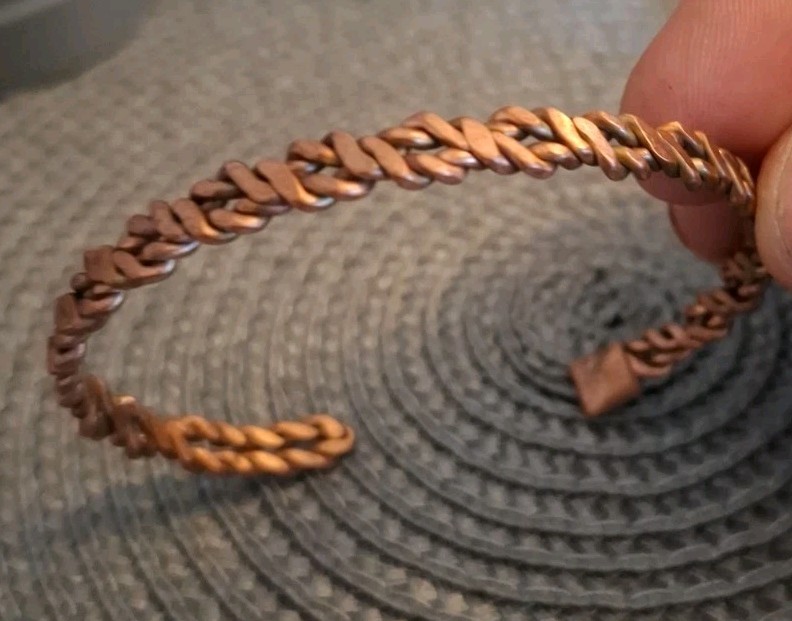 100% Copper Bracelet Handmade Rustic Braided Adjustable. Made In The USA
