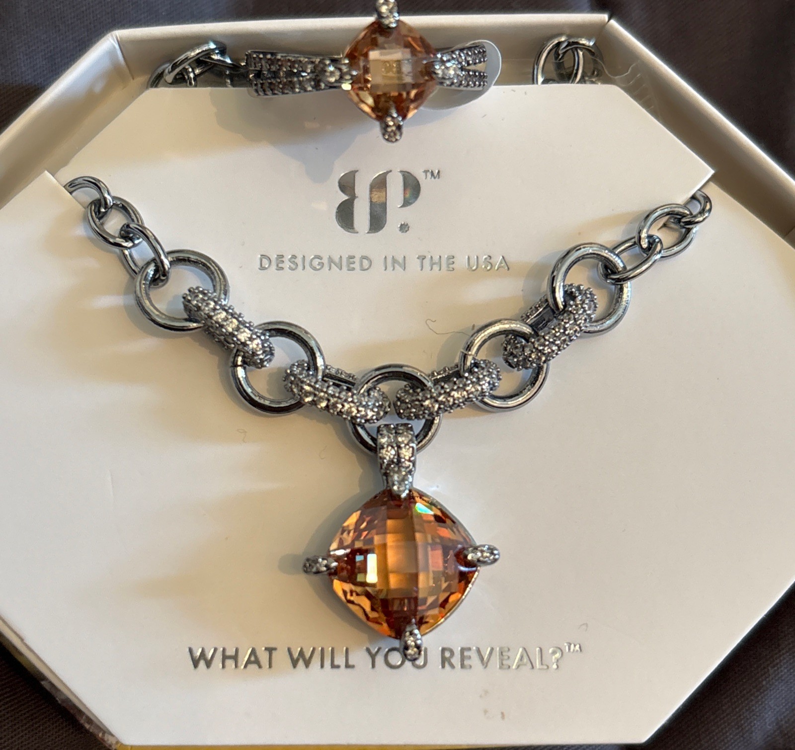 Bomb Party NOVEMBER Birthday Necklace + Ring Set (see Description for Details)