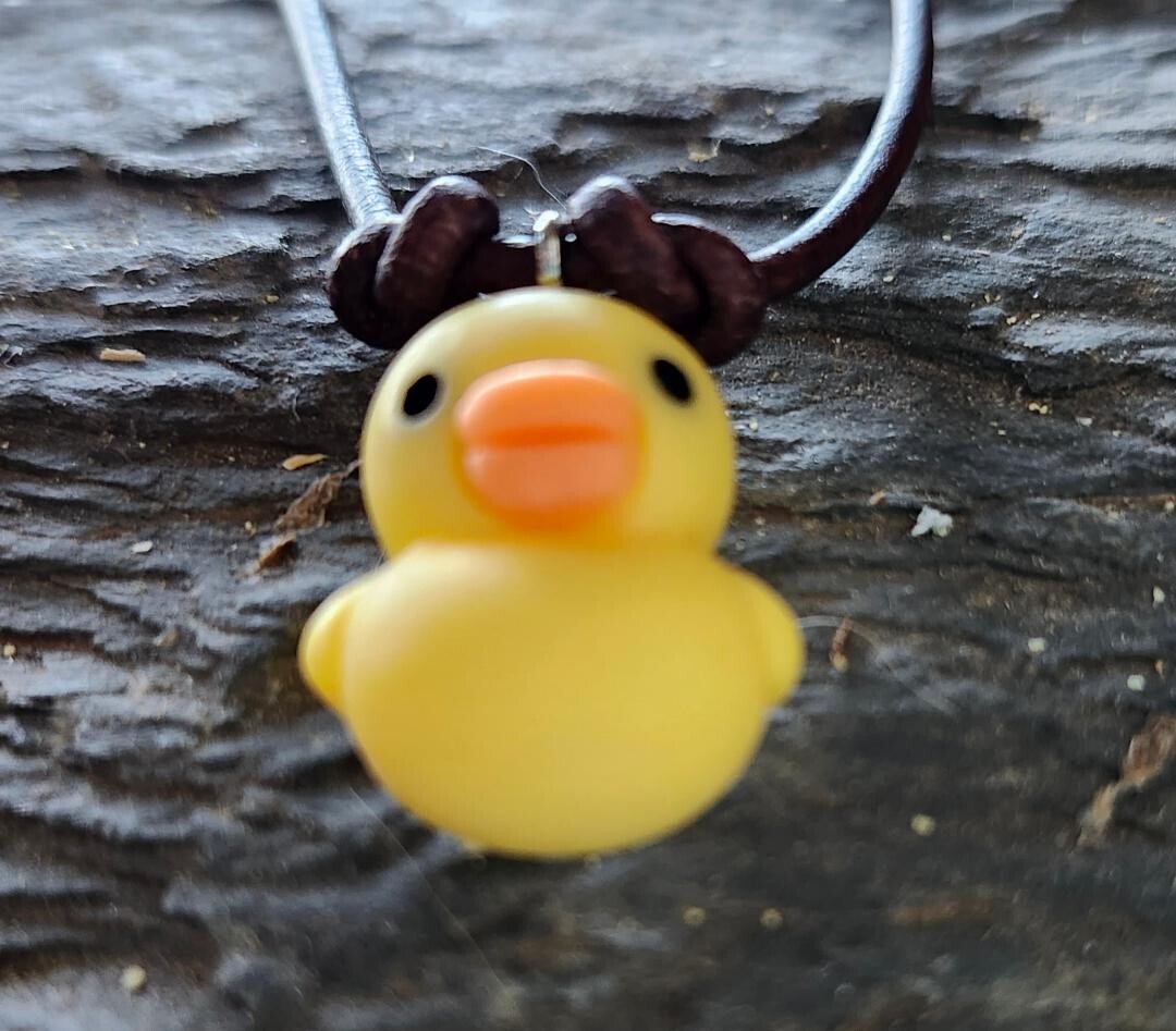 Rubber Duck Necklace, Novelty Necklace, Duck Jewelry, Leather Cord, Handmade!