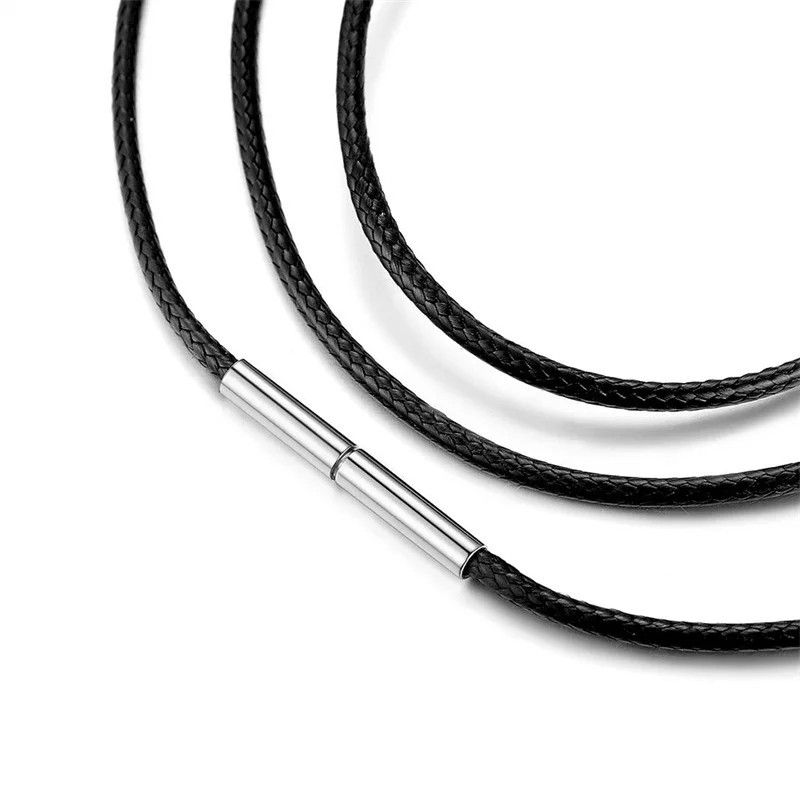 Waterproof Braided Leather Chain Cord Necklace with Stainless Steel Clasp