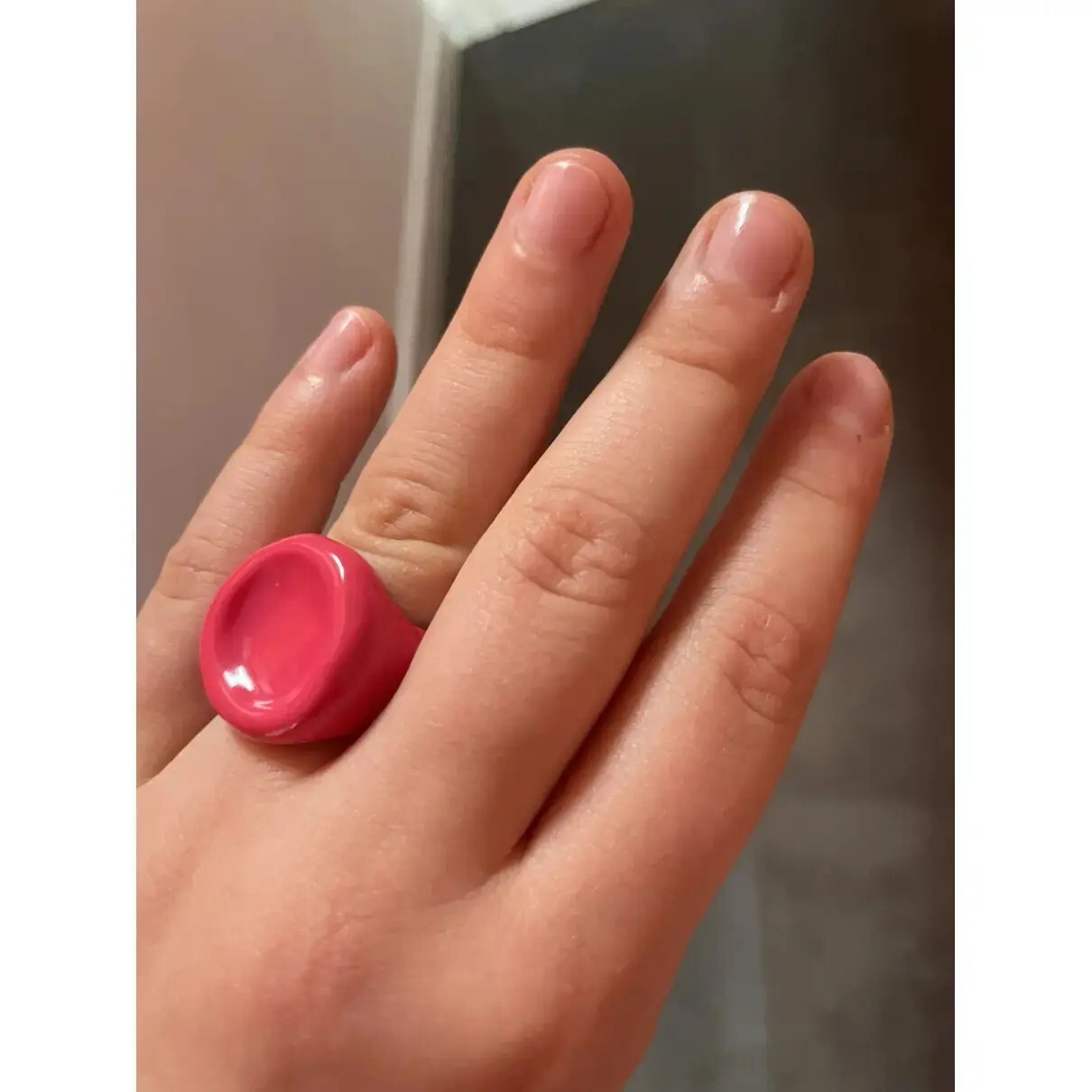 (NO CUSTOMS TAX) BOTTEGA VENETA Seal pink silver stamp shape ring 7 US / 15 IT