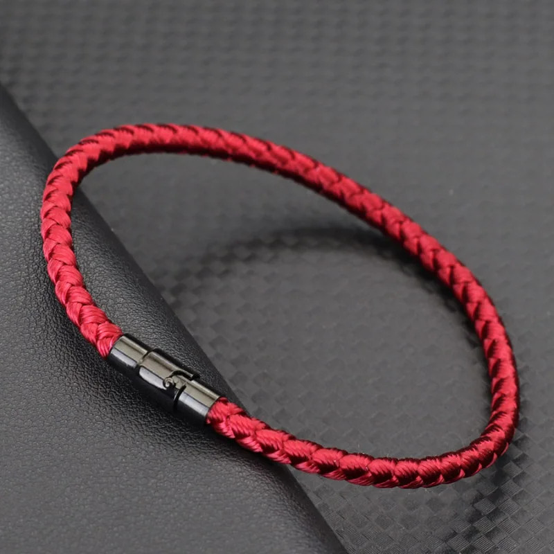 Red Rope Bracelet Handmade Magnetic Buckle Colorful Thread Layered Jewelry