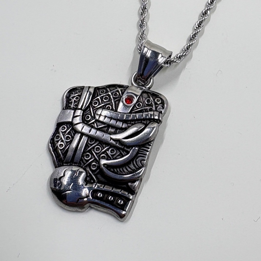 Silver Tone Rope Chain Elephant Pendant Necklace Statement Jewelry