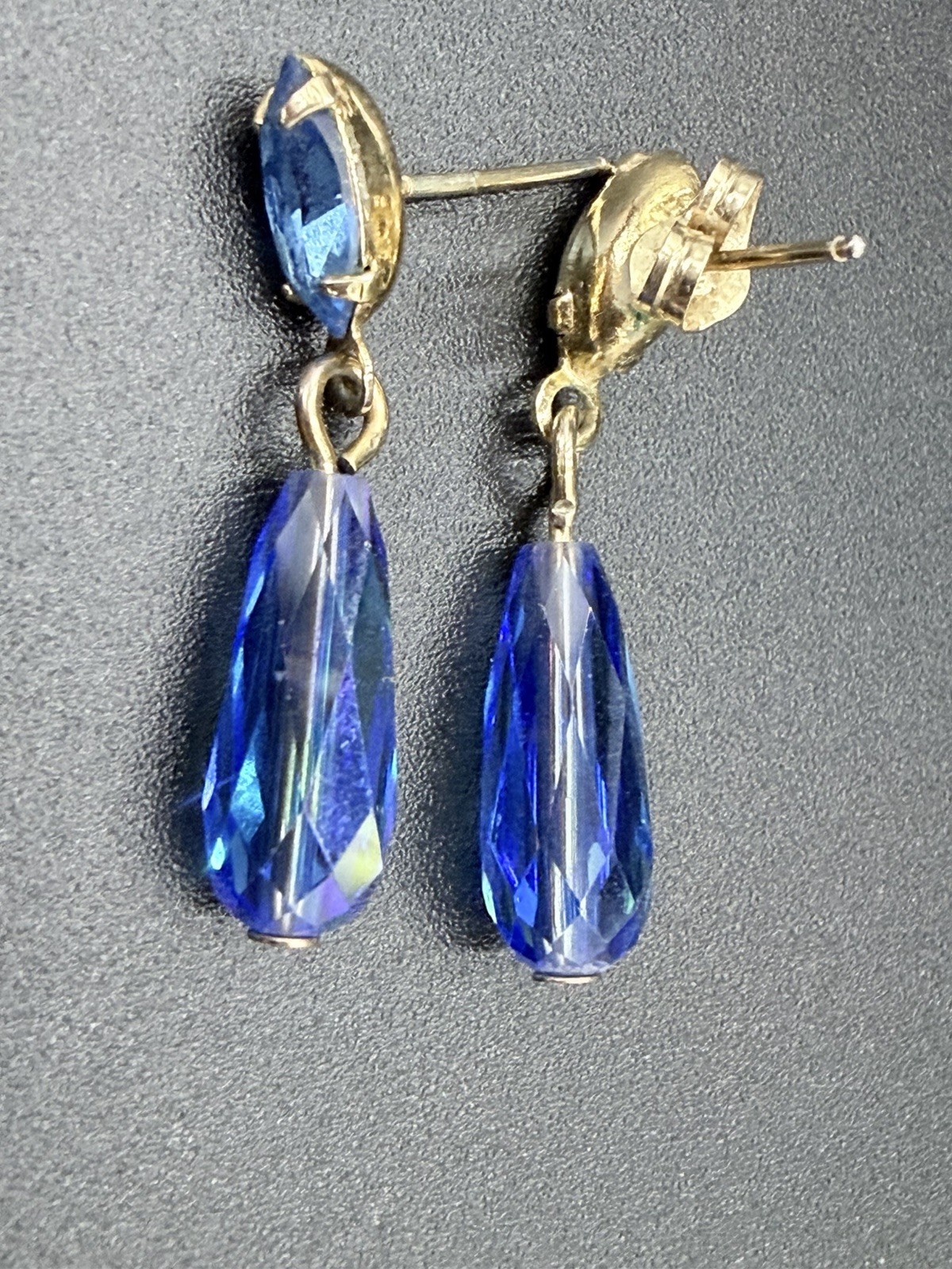 Judy Lee Vintage Signed Blue Rhinestone Flower Clip-On Earrings/Triad Broach Lot