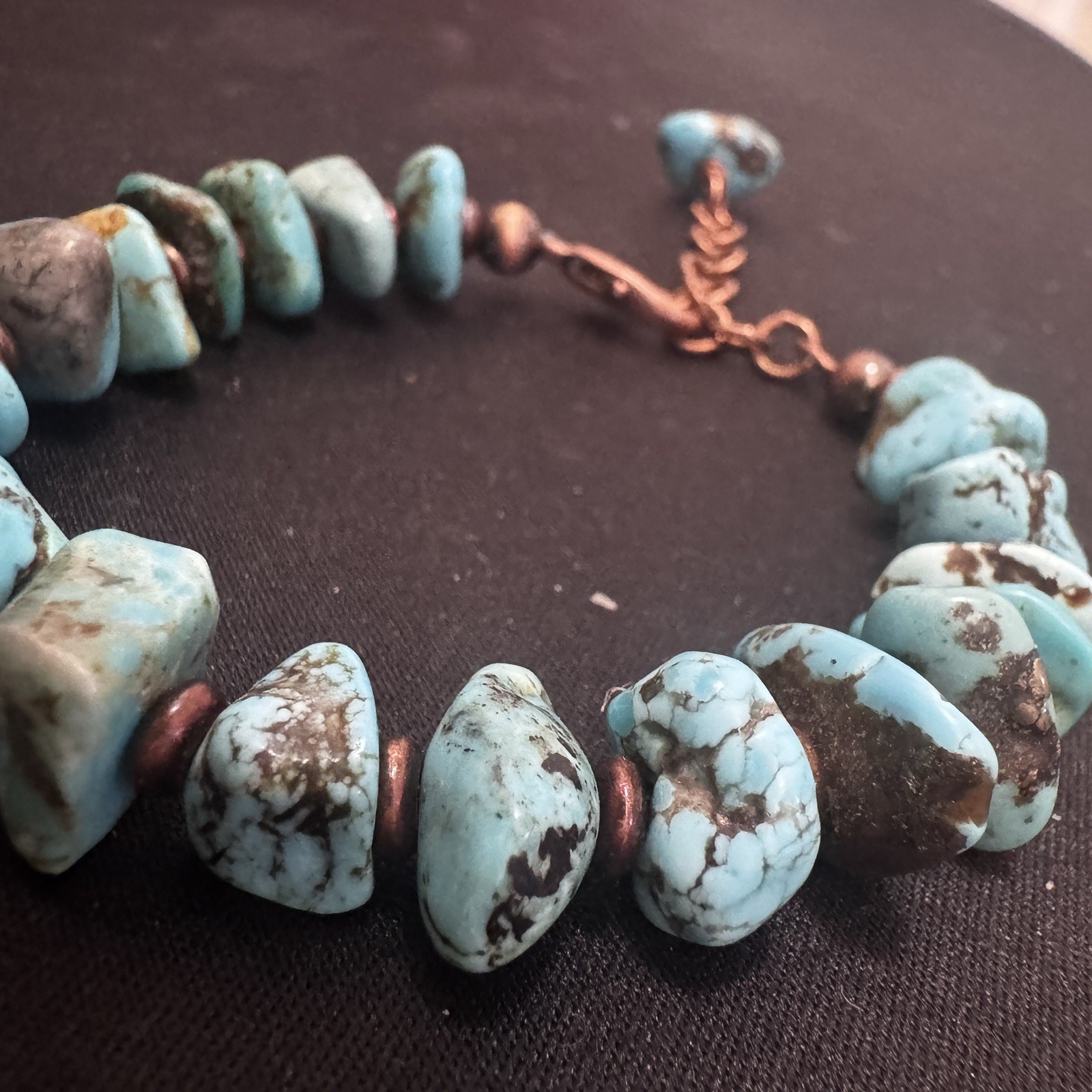 Blue king man Turquoise Bracelet Copper Cable Chain, Adjustable Lobster