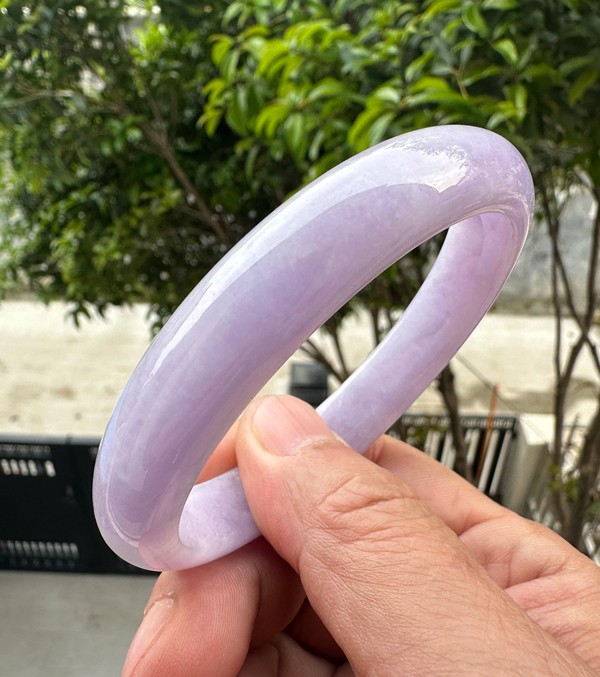 Natural Grade AAA Ice Lilac Lavender Burmese Jade jadeite bracelet bangle 60.5MM
