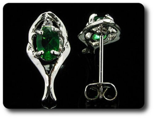 Earrings Emerald 0 3/32×0 9/32in Gold Plated White 18 K-Swiss