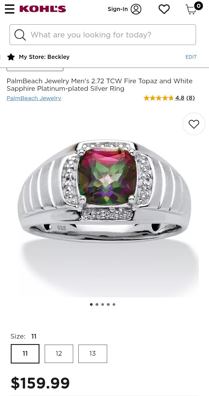 PalmBeach Jewelry 925 Silver, Fire Topaz & Sapphire Ring Sz 12