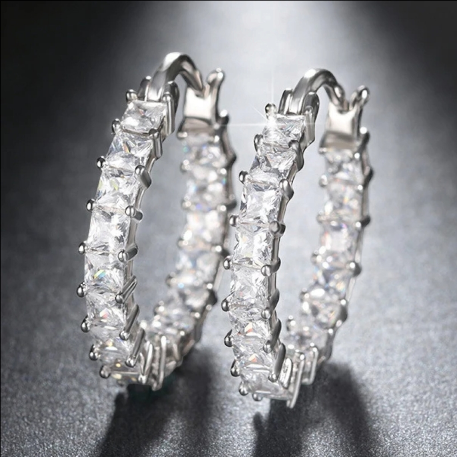Gold Plated Hoop Earrings With Cubic Zirconia Unisex Hip Hop Jewelry Women, Men