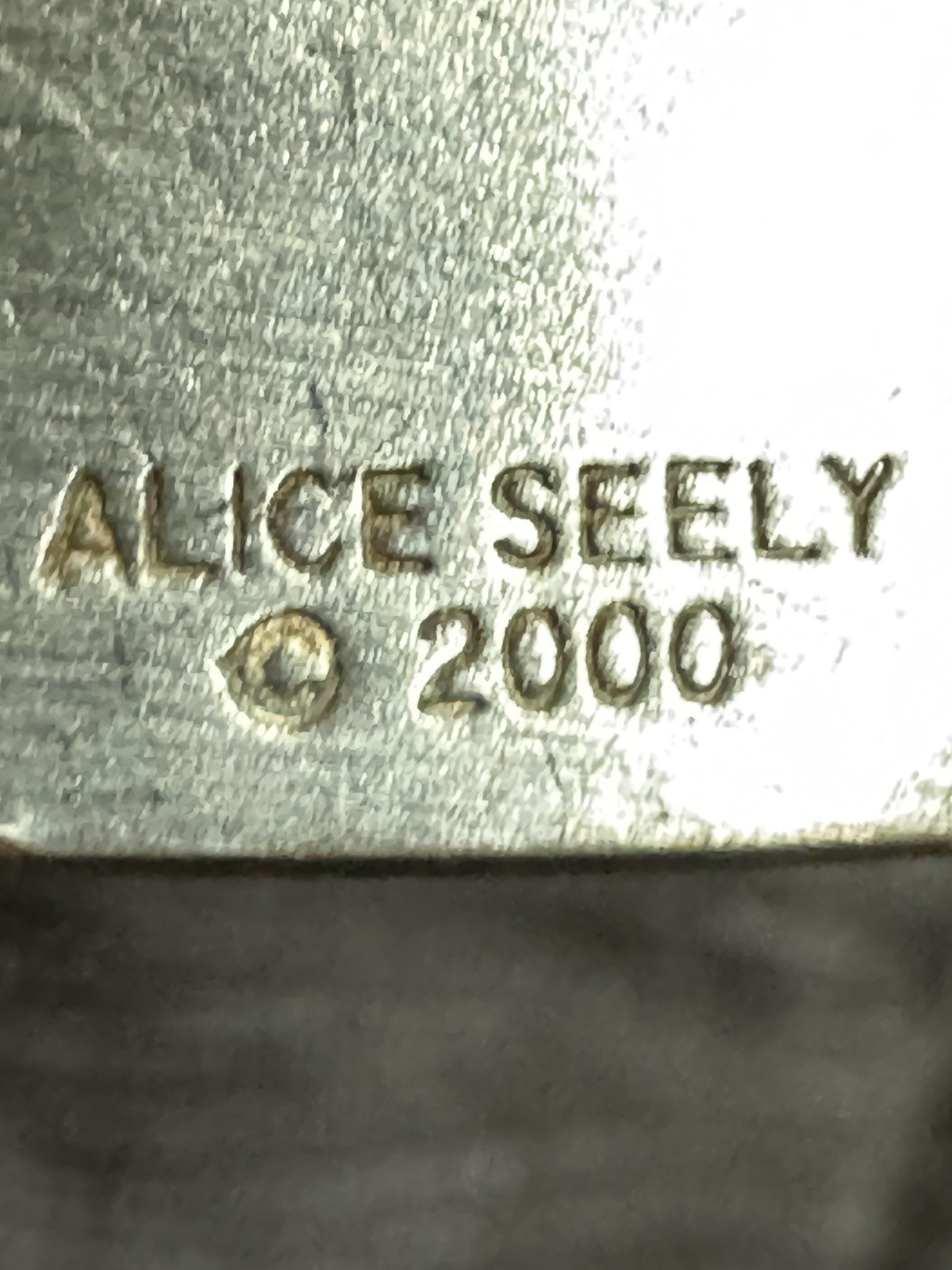 Alice Seely Signed Kokopelli Southwest Art Brooch Pin 2000 Silvertone Petroglyph