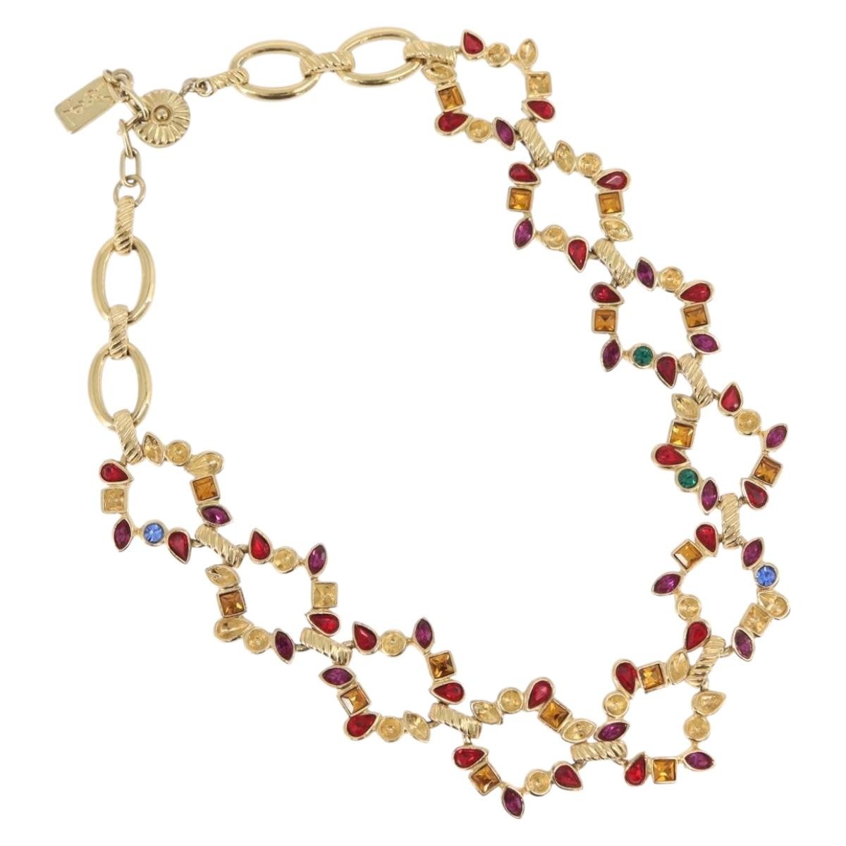 SAINT LAURENT Necklace metal Gold Tone Auth LNZ864