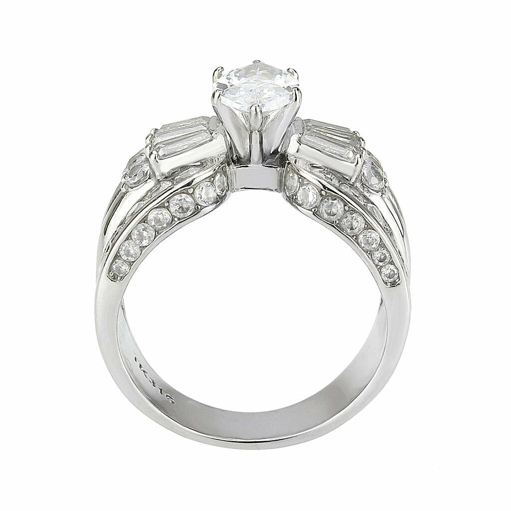 TK3777 – High polished (no plating) Stainless Steel Ring with AAA Grade CZ in