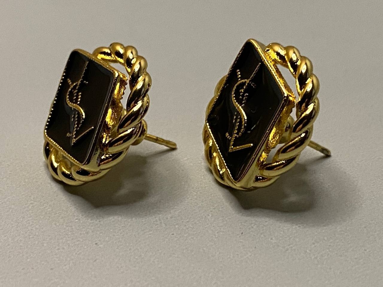 Yves Saint Laurent Twisted Rope Black YSL Earrings 2.5cm