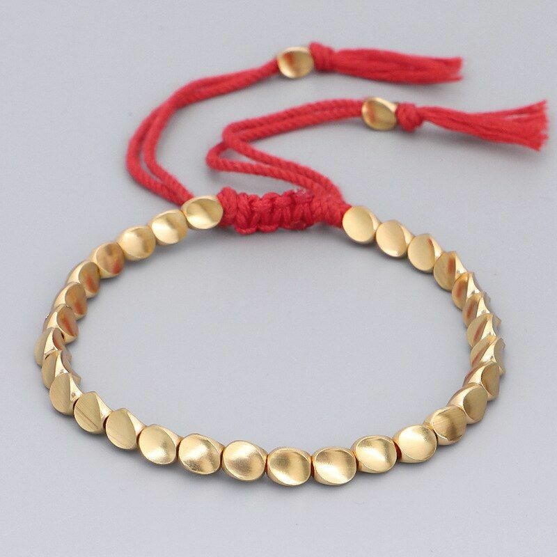 Tibetan Copper Bead Bracelet Adjustable Rope Chain Fashion Jewelry Luck Gift NEW