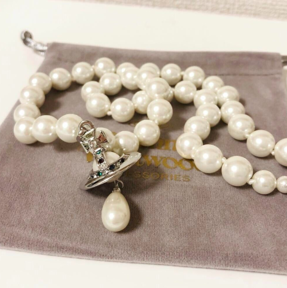 Vivienne Westwood Orb Necklace Choker White 1 Row Drop Pearl Outlet authentic