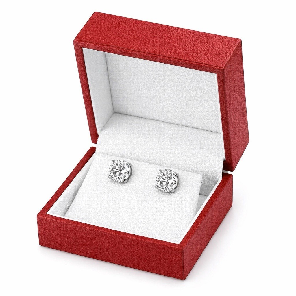 6.00 CT ROUND CUT VVS1/D LAB CREATED EARRINGS 14K WHITE GOLD SCREW-BACK 9MM