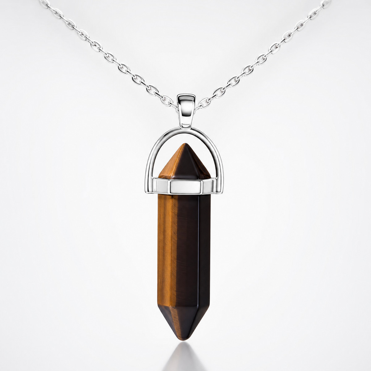 Natural Stone Hexagonal Pendant Necklace Healing Crystal Quartz Chakra Jewelry