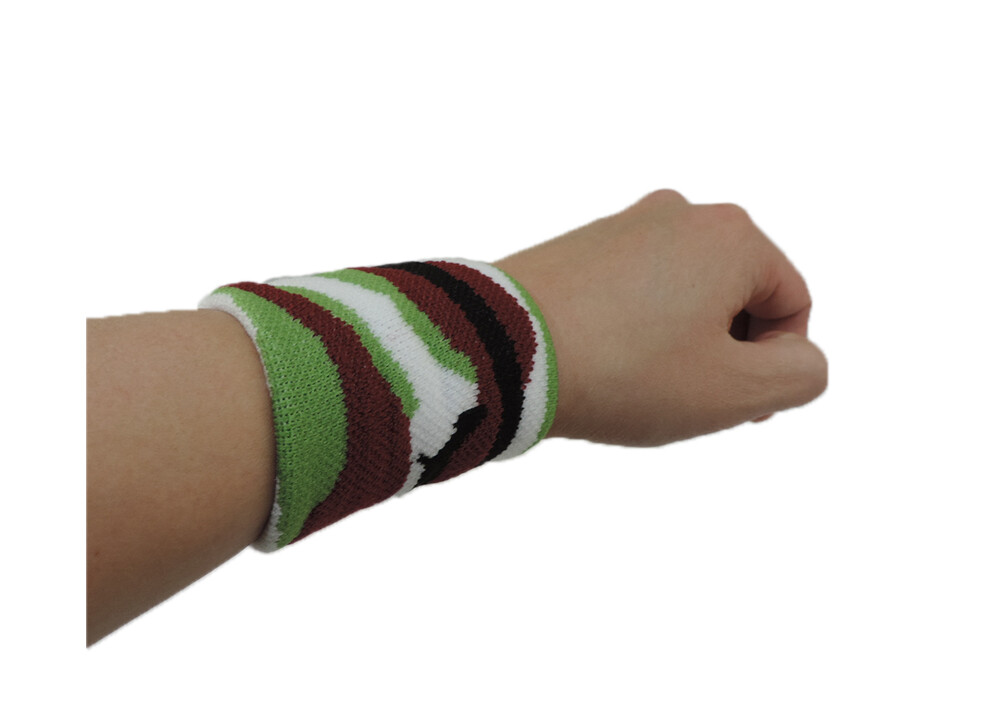 Two (2) Camouflage Camo Stretchy Wristbands Army Hunting Woodland Sweatband