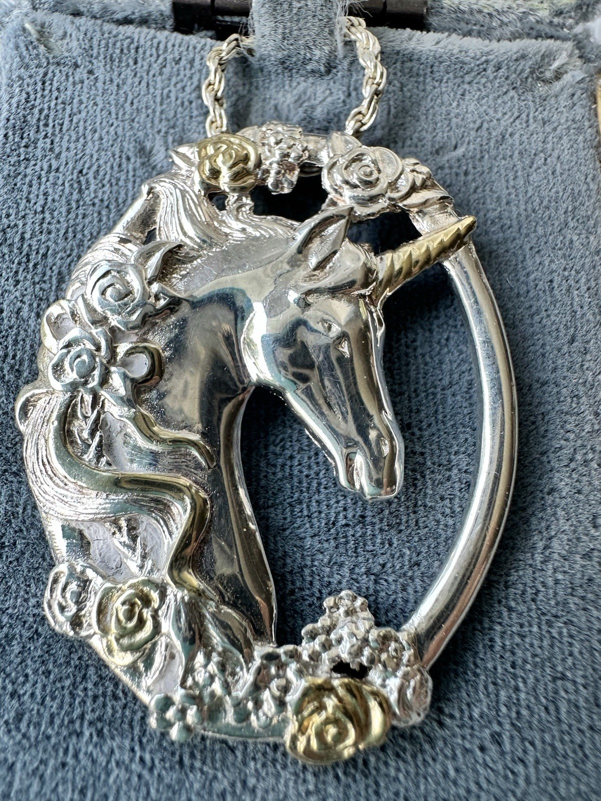Vintage Gorham Sterling Silver Unicorn Necklace 925 Italy Chain Box