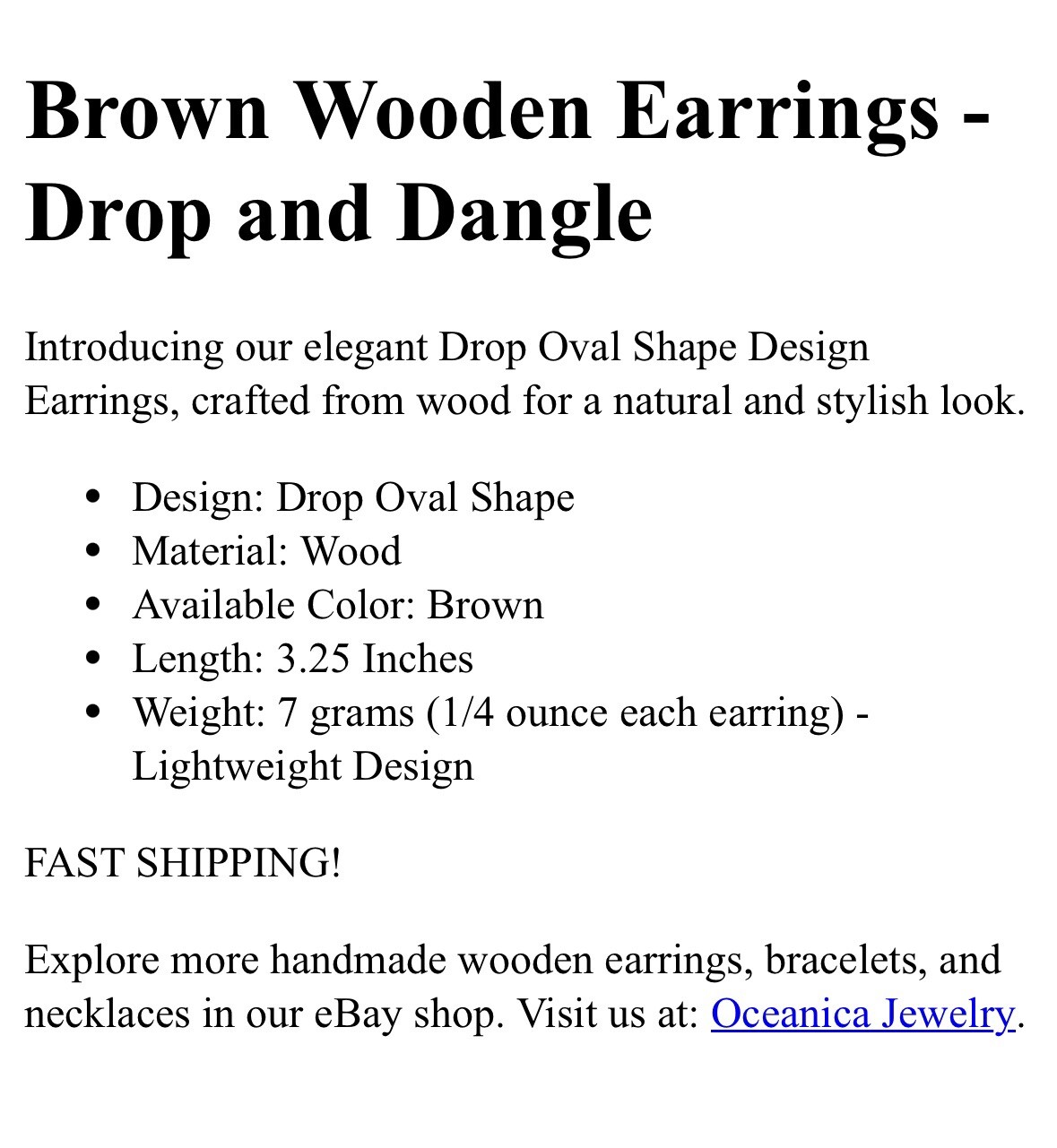 Fashion Good Quality Wood Earrings African Woman Wooden Pendant Brown Earrings