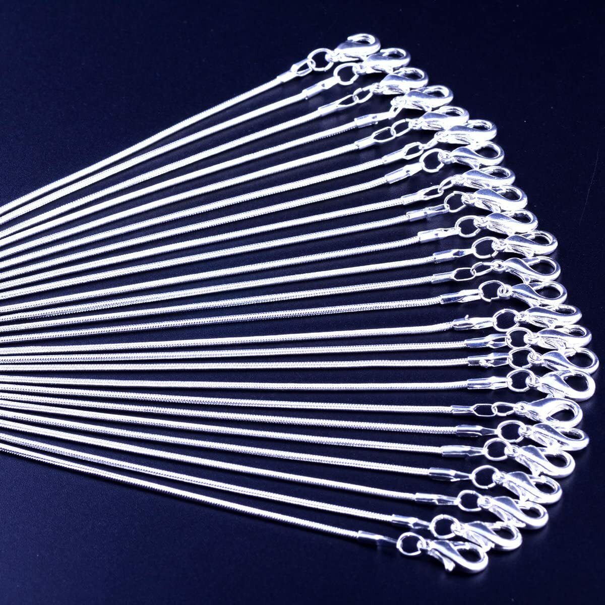 92.5% Silver Snake Chain Necklace – Great for Necklace Charms NEW Various Sizes