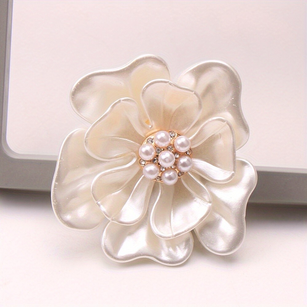 2PCS Fashion Elegant Design Corsage Pearl Flower Brooch Women’s Accessories