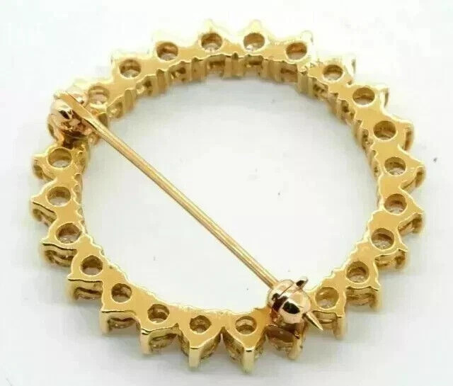 2 Ct Round Cut Simulated Diamond Women Circle Brooch Pin 14k Yelllow Gold Plated
