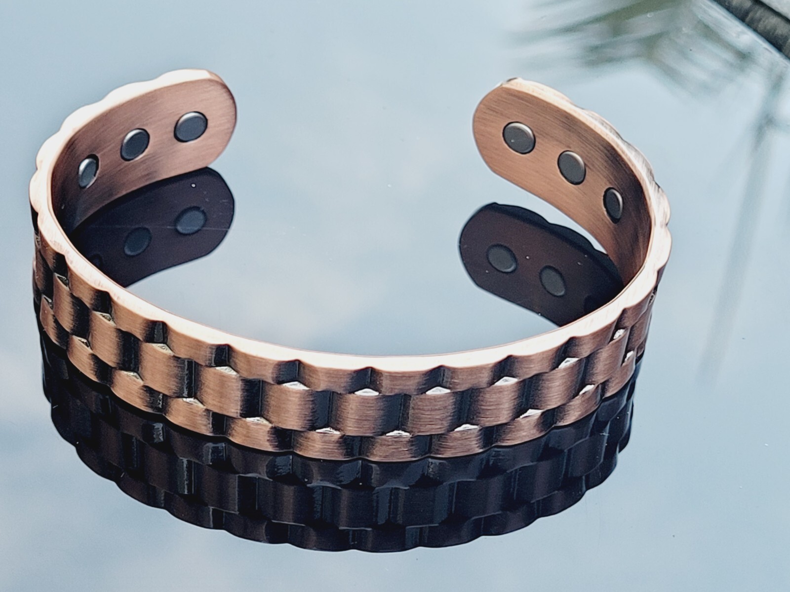 3 Pack Solid Copper Magnetic Bracelets Arthritis Pain Therapy Cuff Set