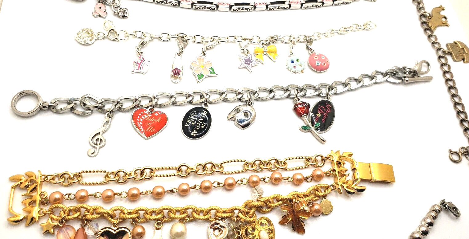 Bundle Charm Bracelets 7 Pre-own Varies sizes. Good Condition See Photos @RK