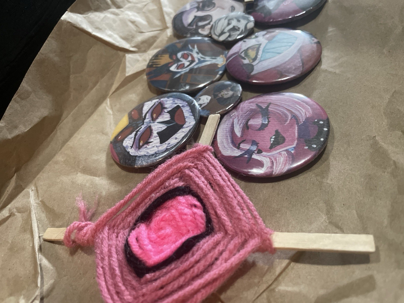 8 Original Art Pins And 2 Cat Eyes (6 Big Helluva Boss Pins + 2 Small Pins)