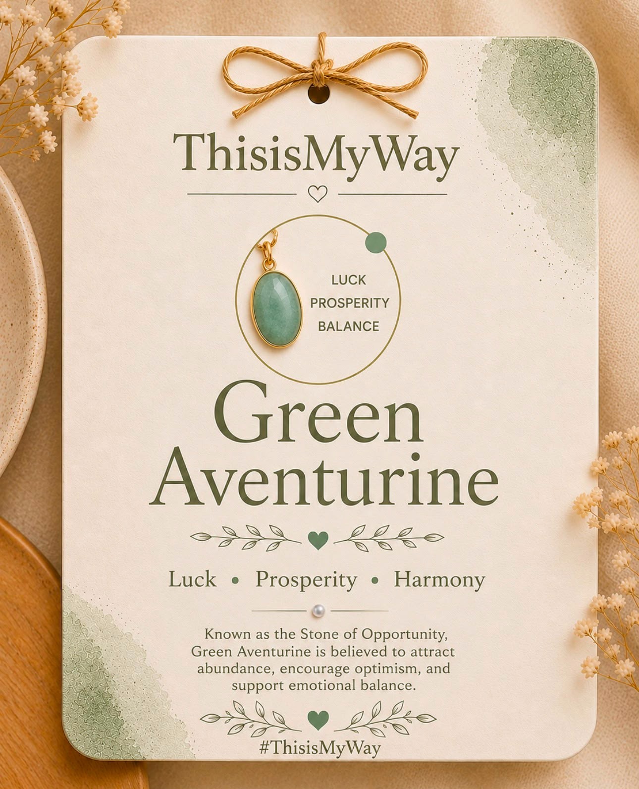 ThisisMyWay Gold Pendant Necklace with Natural Stone – Everything Flows To Me