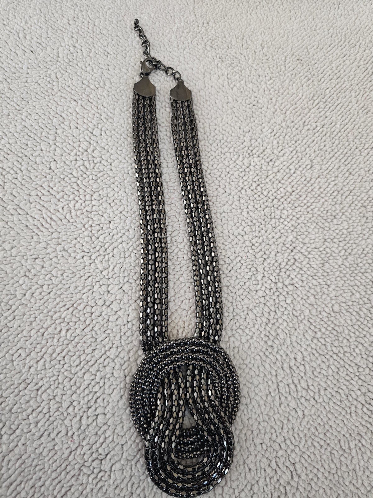 Express Beaded Necklace Fashion Statement Gunmetal Multistrand Knot Lobster Claw