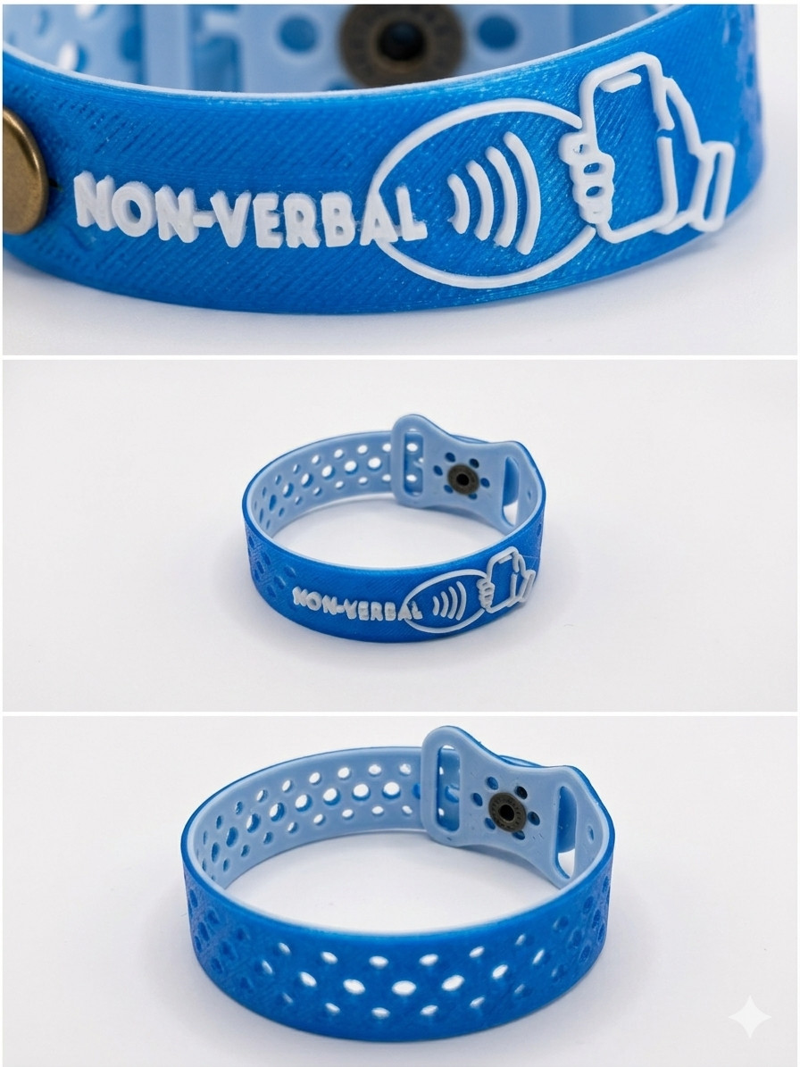 NFC-Enabled Non-Verbal Support Bracelet for Kids & Adults – Durable TPU 2-Pack
