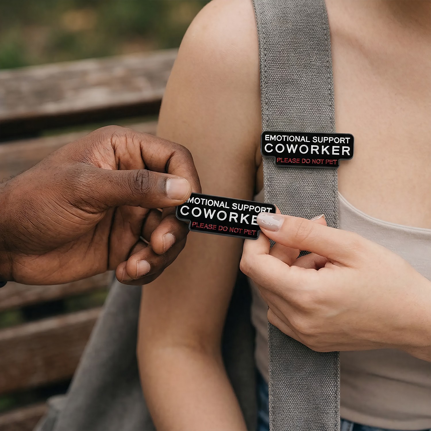 2PCS Emotional Support Coworker Pin, Please Do Not Pet Office Humorous Red White