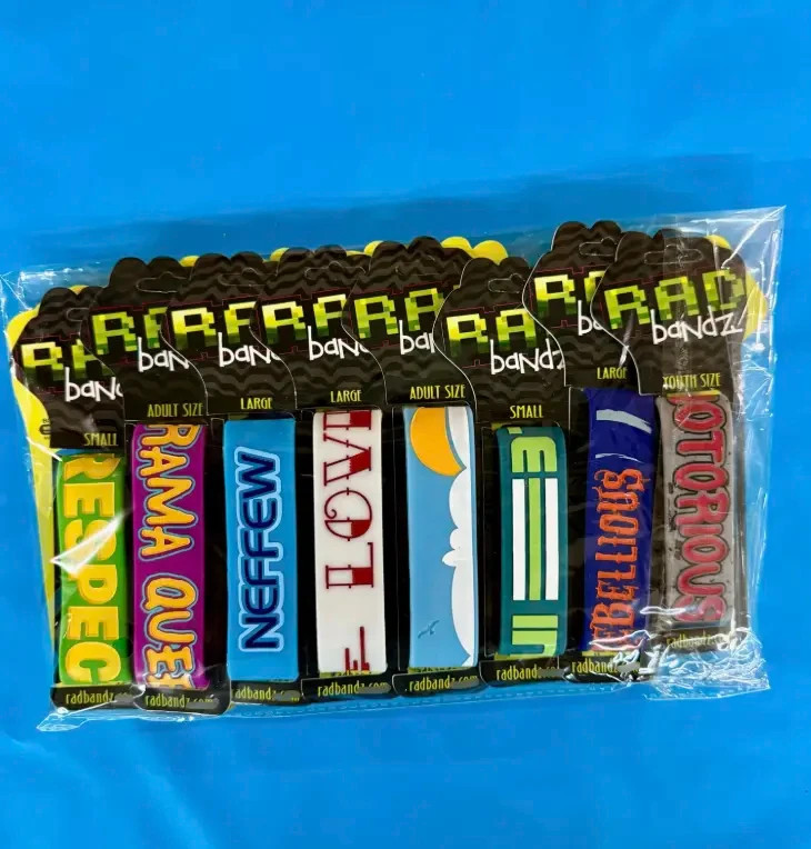 Radbandz Hot Topic Jumbo Wide Text Silicone Wristbands Bracelets Lot of 16 NEW