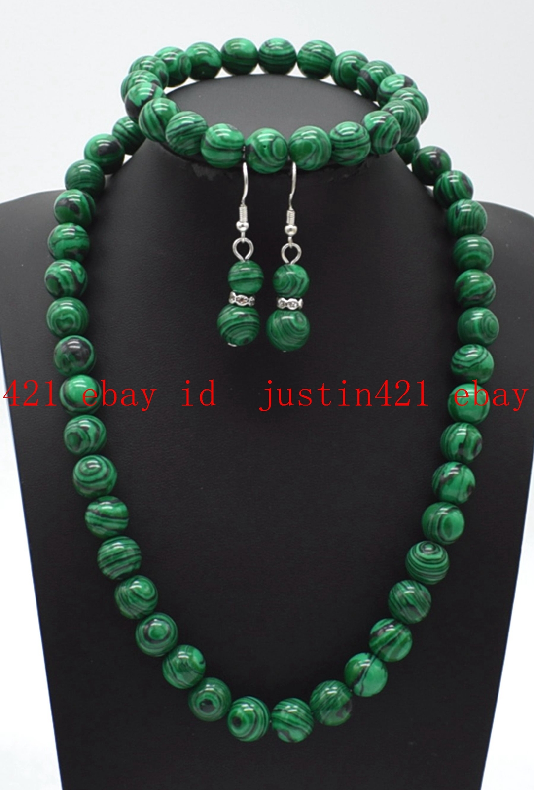 Fashion 6/8/10/12mm Green Malachite Gems Round Beads Necklace Bracelet Earrings
