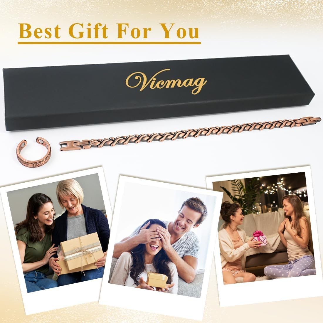 Ladies’ 99.9% Pure Copper Magnetic Bracelet – Elegant Design, Gift Box Included