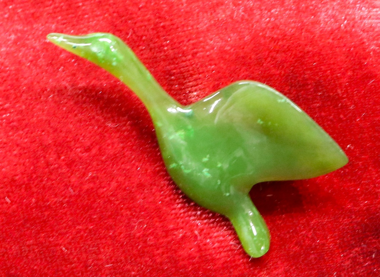 JADE Geese Duck in Flight Vintage Brooch by Storrs in Original Box