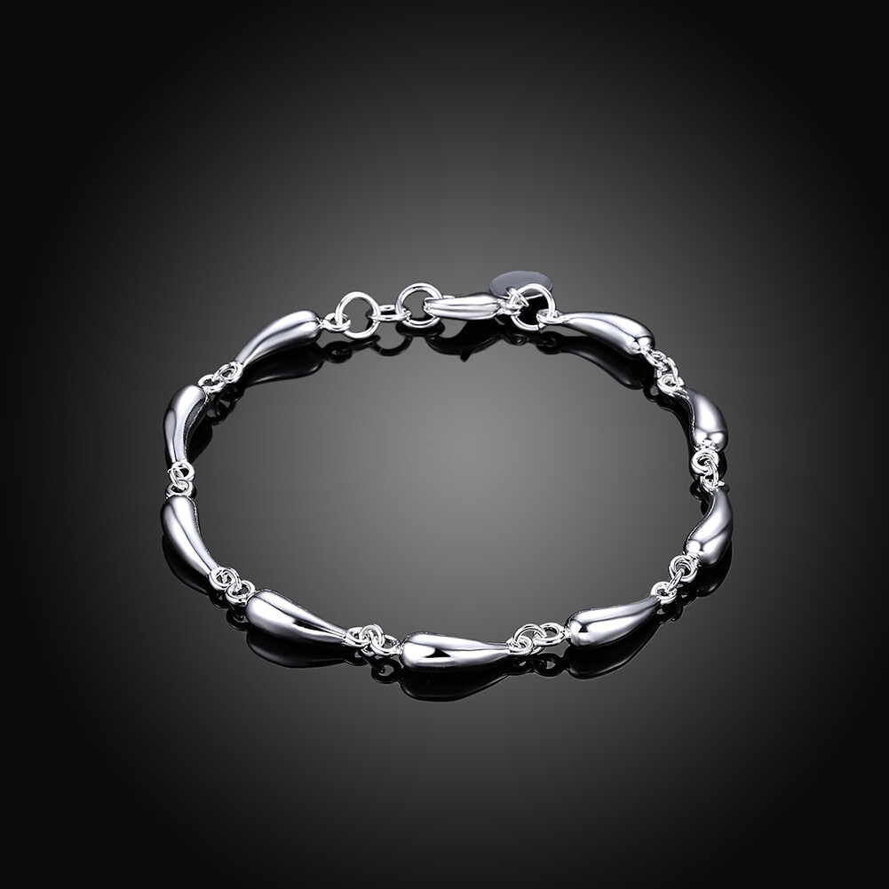 925 Sterling Silver Temperament Fashion Charm Jewelry Water Drop Bracelet Chain