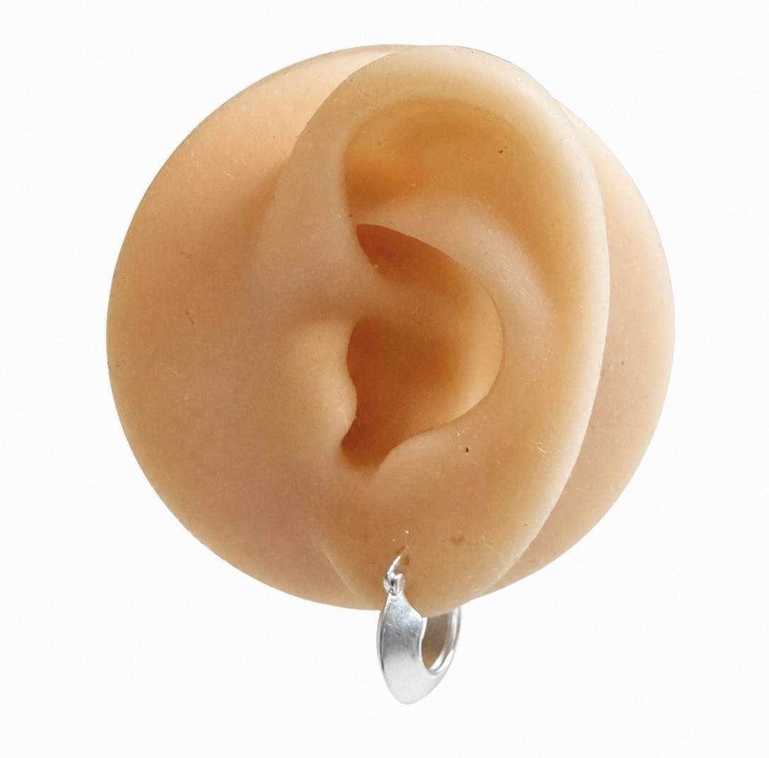 925 Silver Matte Chunky Hoop Earrings Thick Round Huggie Earrings for women 368