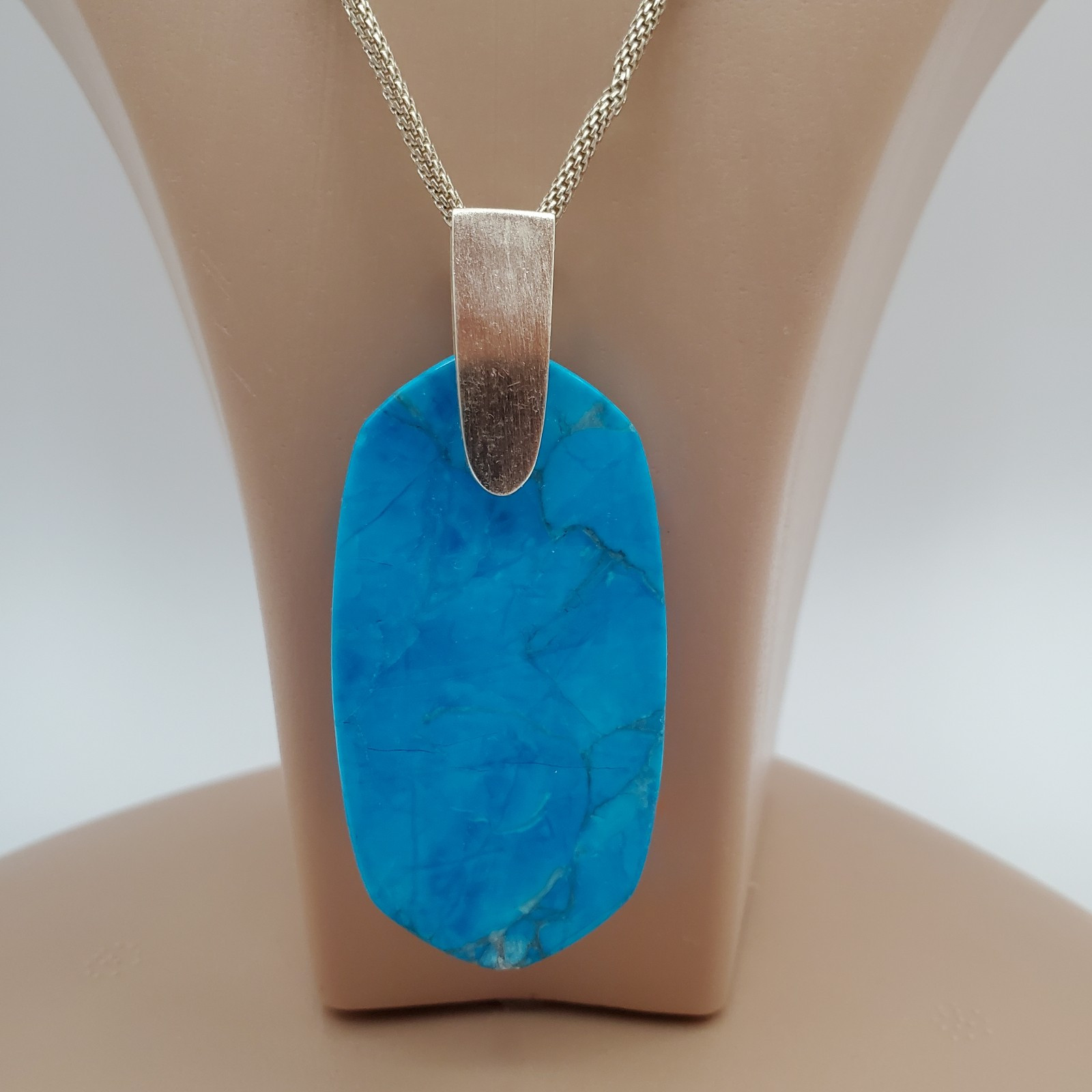 Kendra Scott Necklace 30in Gold Plate Aqua Howlite Inez Pendant Back Chip READ