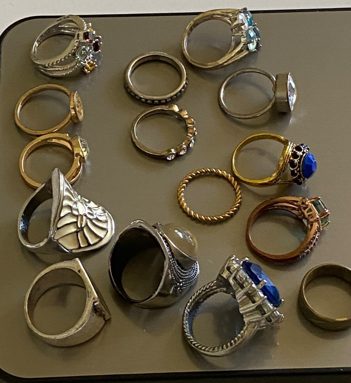 Lot of 15 Costume Rings Various Styles & Sizes
