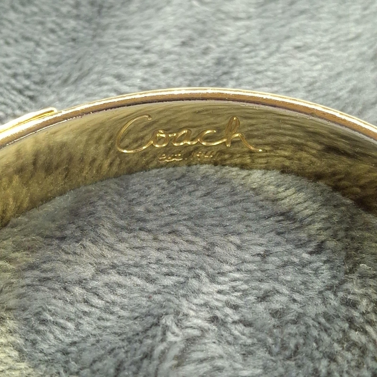 Coach Enamel Bangle Bracelet Gold Tone Multicolor Colorblock Slip On Signed