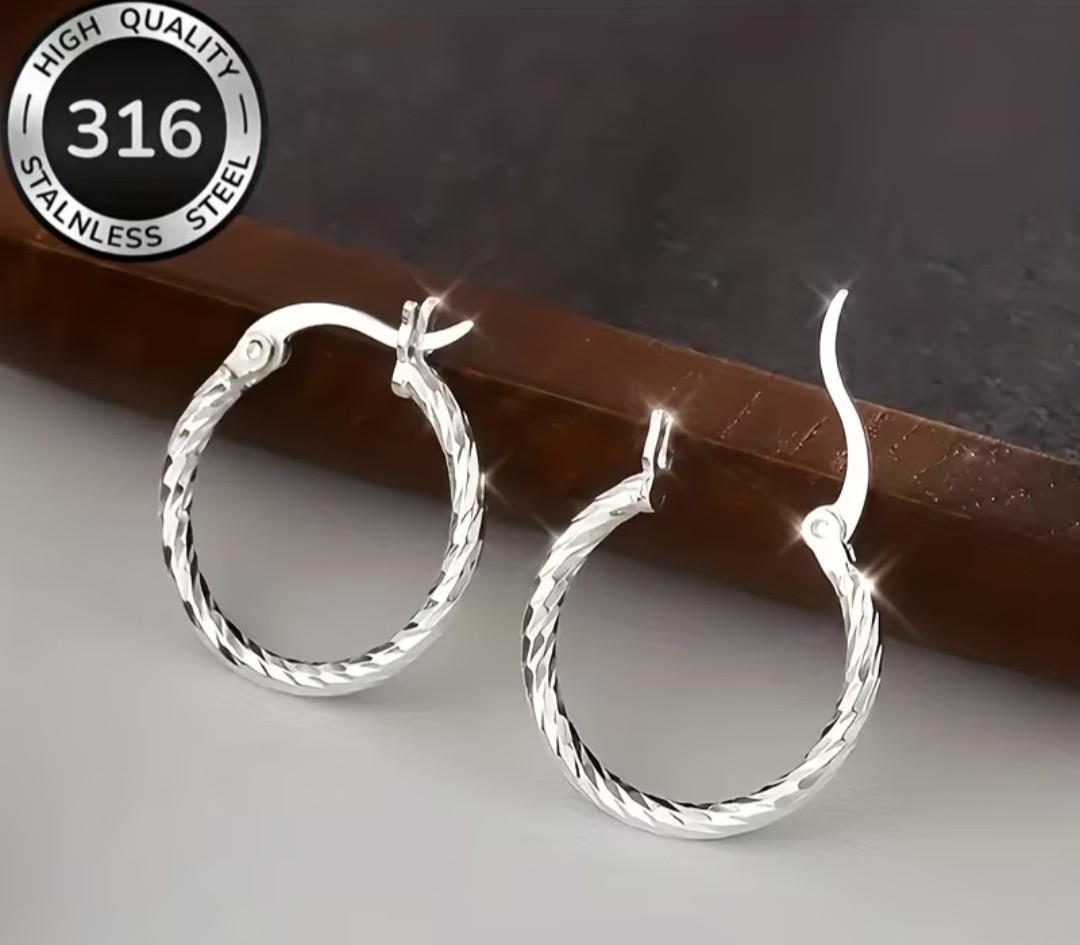 Stainless Steel Hoop Earrings Hypoallergenic Great Gift Free Shipping US Seller